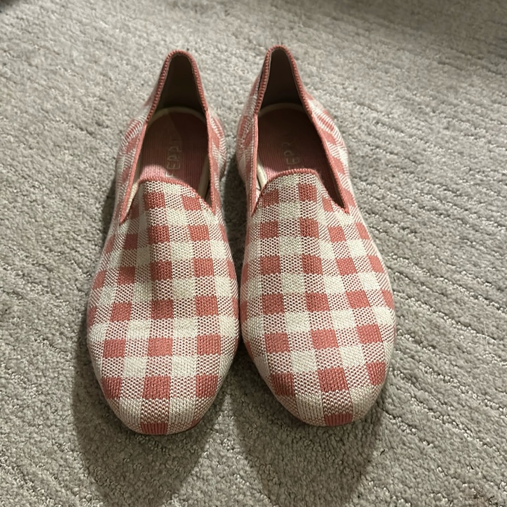 Rothy’s Pink Gingham Merino Wool Marta Ferri Loafer 9.5